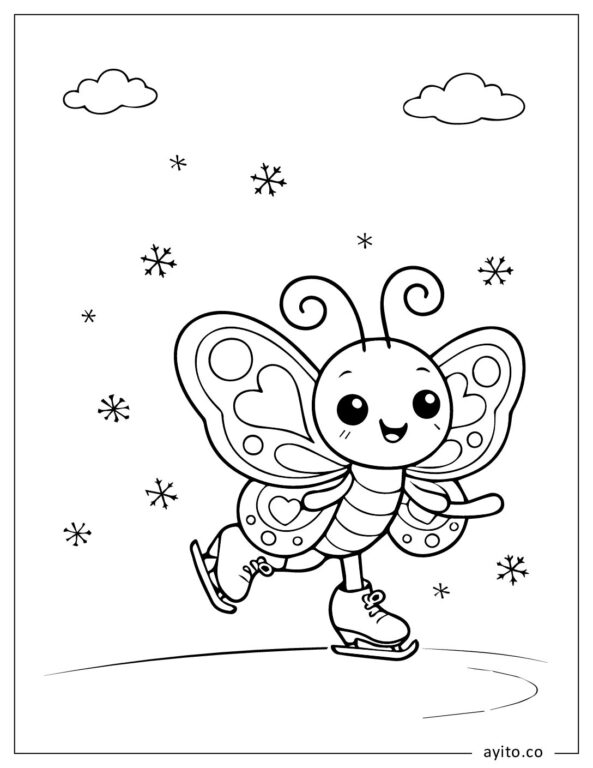 Butterfly-Ice-Skating-Fun-Coloring-Page