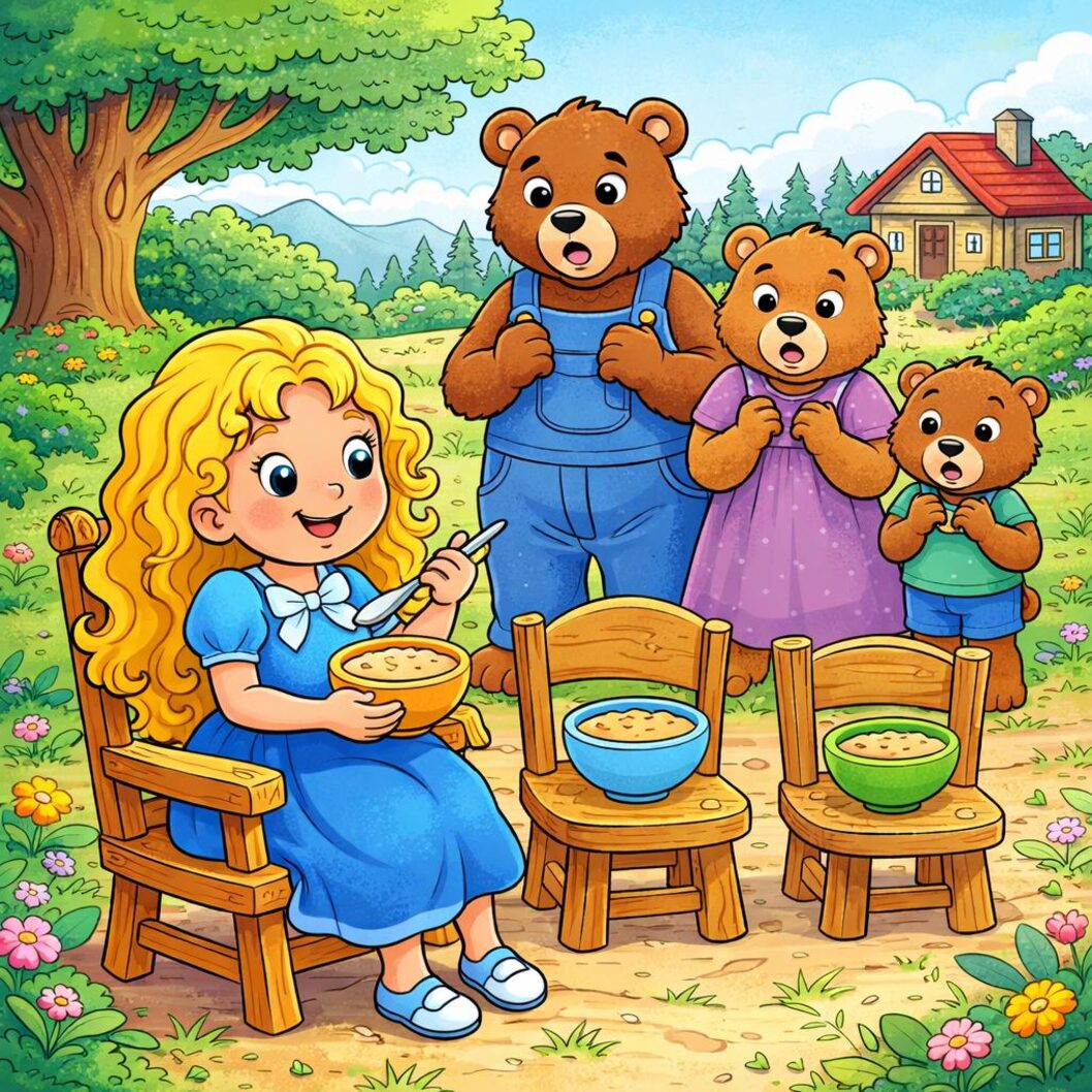 Goldilocks and The Three Bears story illustration