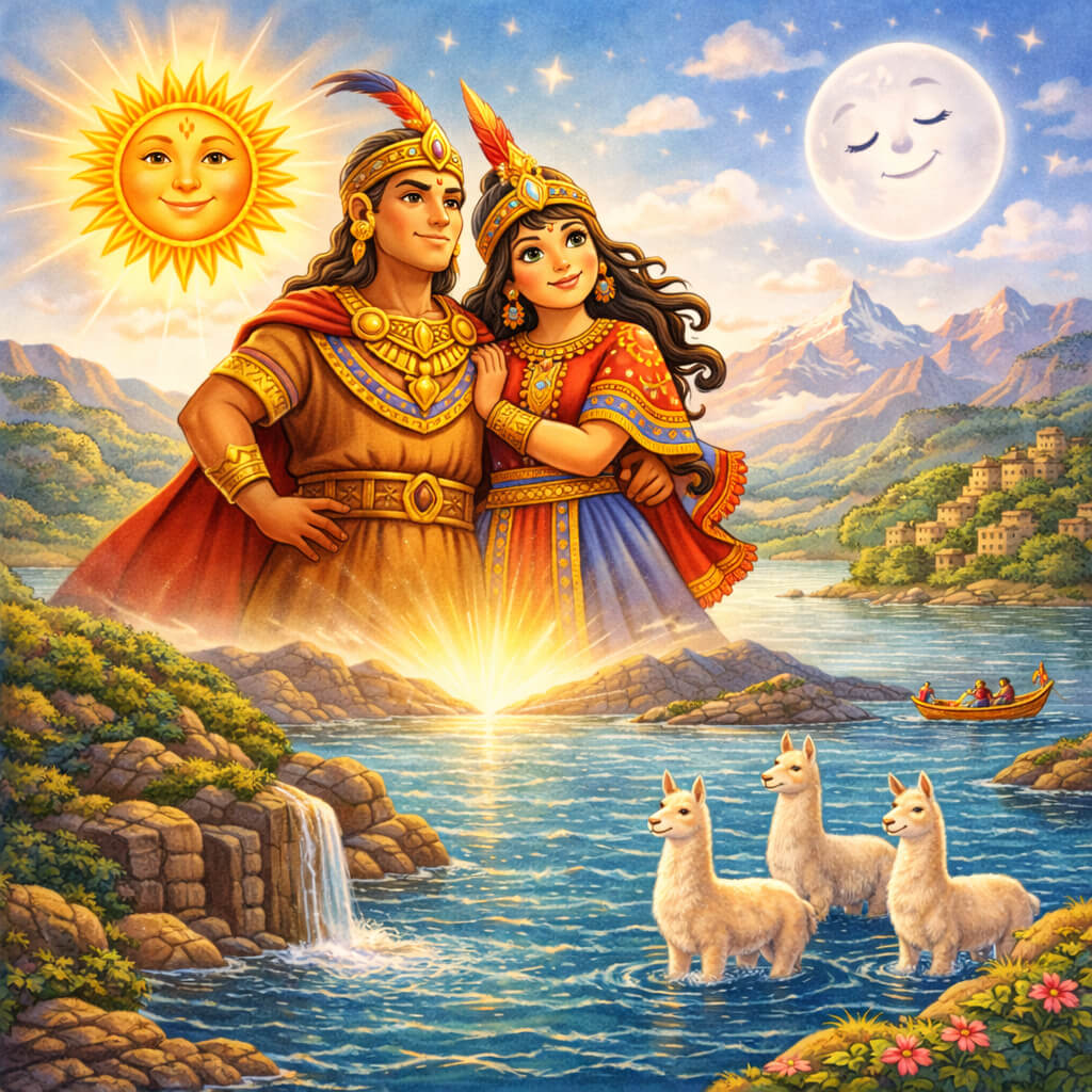 The Origin of Lake Titicaca story illustration